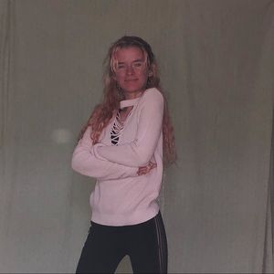 Pink low-cut sweater